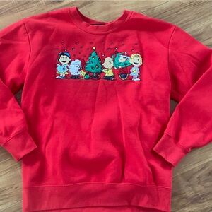 Peanuts Red crewneck with Holiday Characters